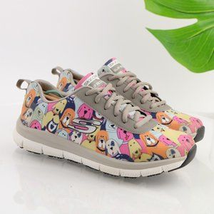 Skechers Women's Multi-Color Cartoon Dog Slip-On Sneaker